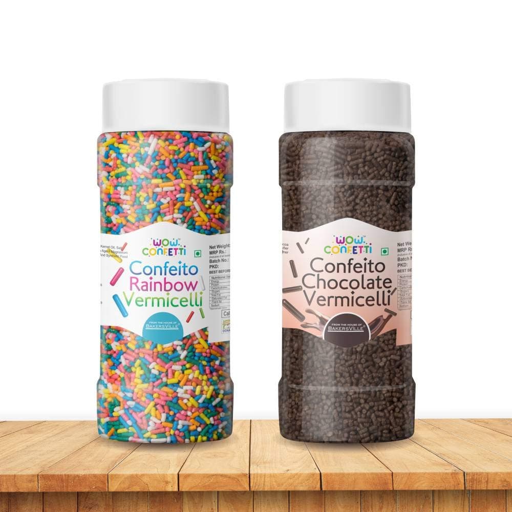 Confeito Vermicelli Combo (Rainbow 125g & Chocolate 125g) (Sprinkles)