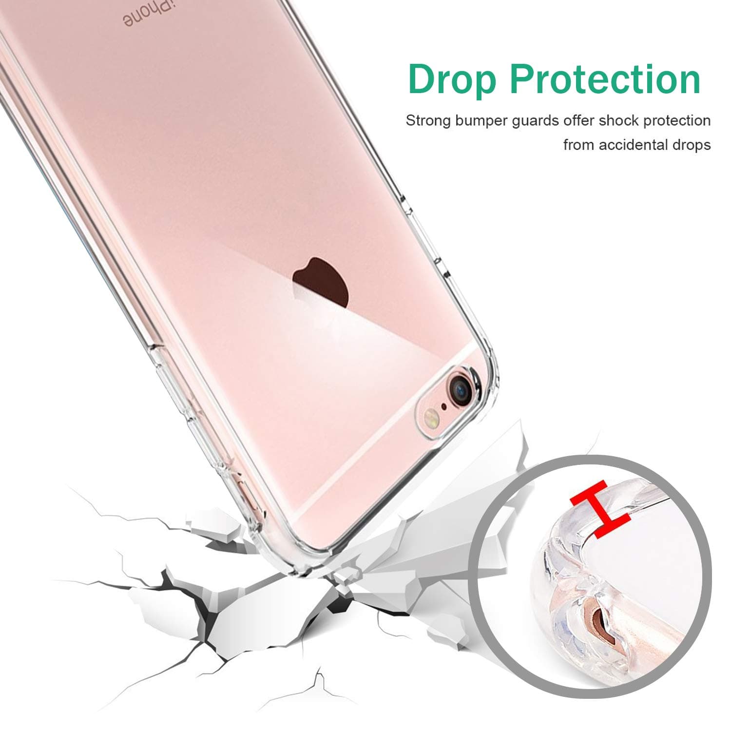 TENOC Phone Case Compatible with iPhone 6 Plus & iPhone 6s Plus, Clear Case Shockproof Protective Bumper Slim Cover for 5.5 Inch