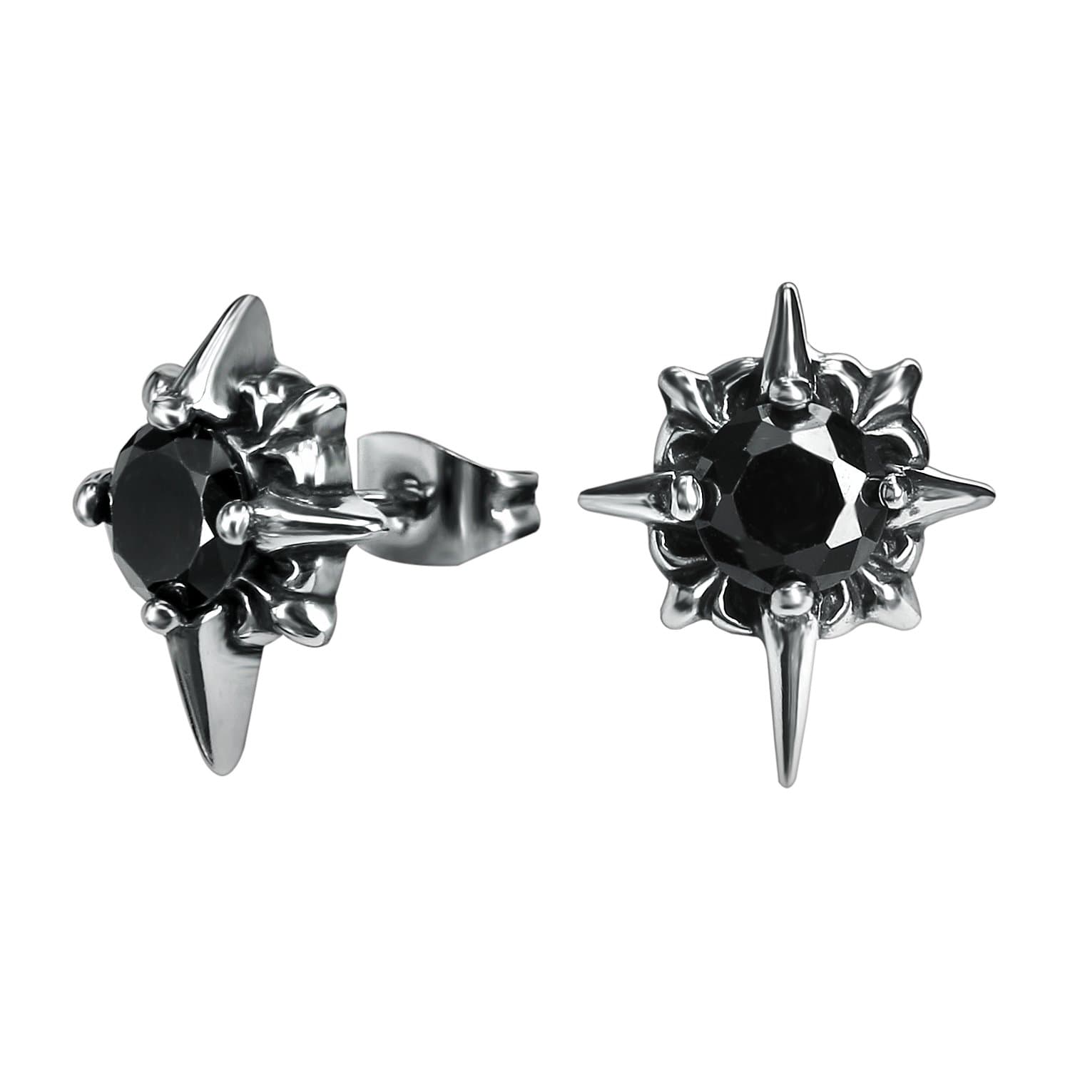Variety Vintage Punk Surgical Steel Cubic Zircon Stud Earrings for Men Women Hypoallergenic Ear Stud (#13)