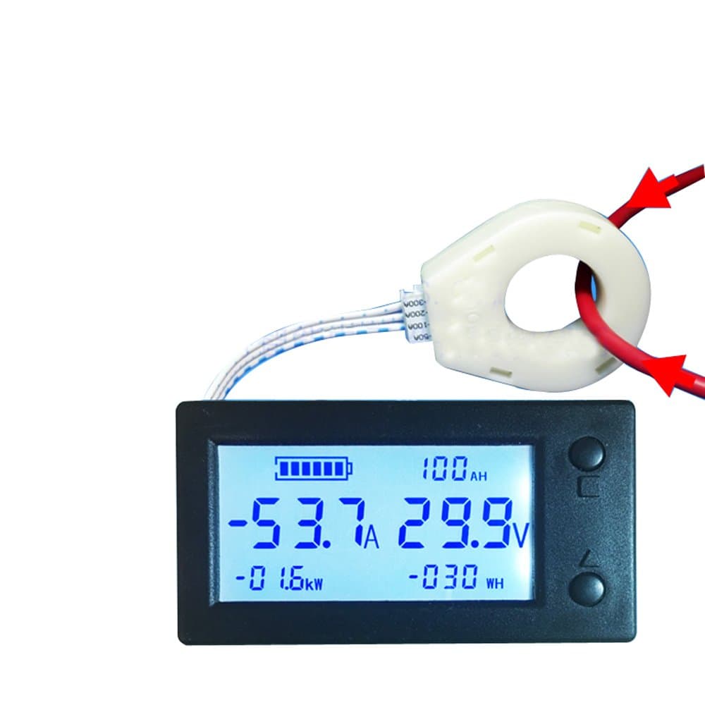 DC 300V ±100A Battery Monitor 6in1 Digital LCD Hall Sensor coulombmeter Voltmeter Ammeter Battery Voltage Current Capacity Power Meter Charge Discharge