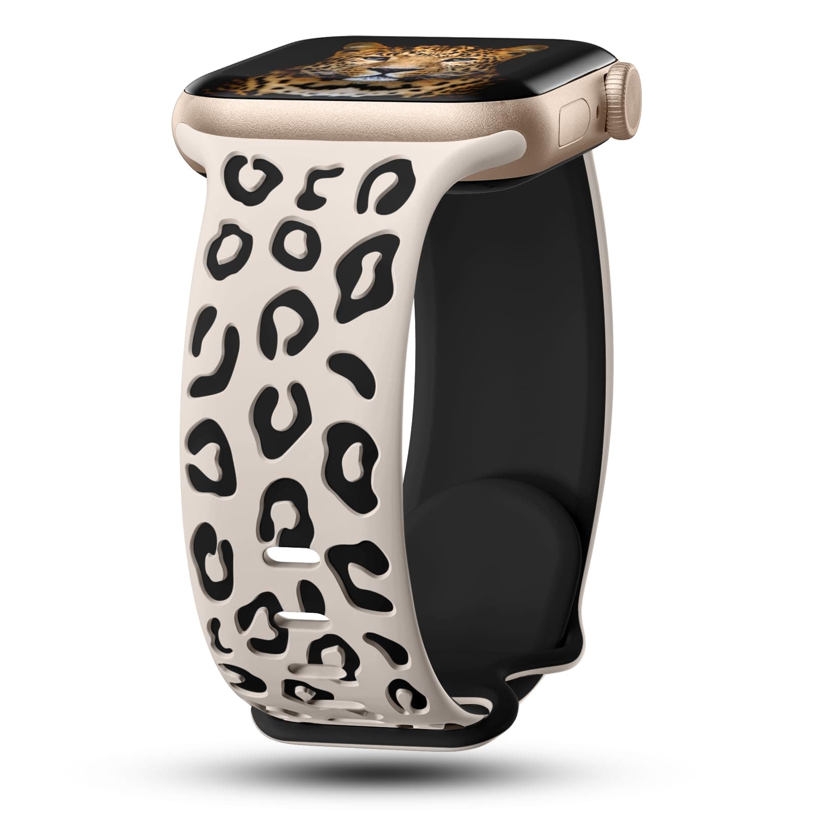 CreateGreat Engraved Leopard Bands Compatible with Apple Watch Band 40mm 41mm 38mm 42mm 44mm 45mm 46mm 49mm Women, Silicone Cheetah Designer Strap for iWatch Series 10 9 8 7 6 5 4 3 2 SE Ultra