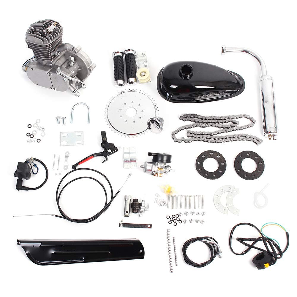 NICOLIE Pk80 Vesion 80Cc 2 Cycle Motorcycle Muffler Motorized Bike Engine Accessories Set Silver