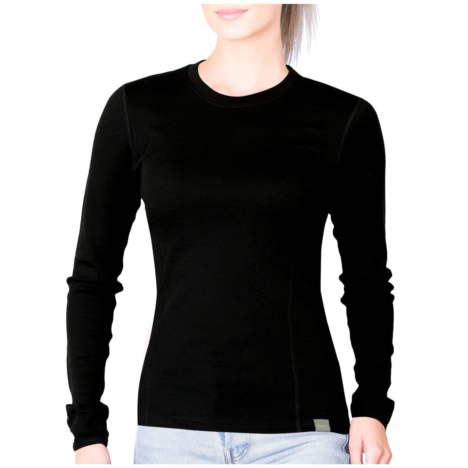 Womens Base Layer 100% Merino Wool Midweight Long Sleeve Thermal Shirt