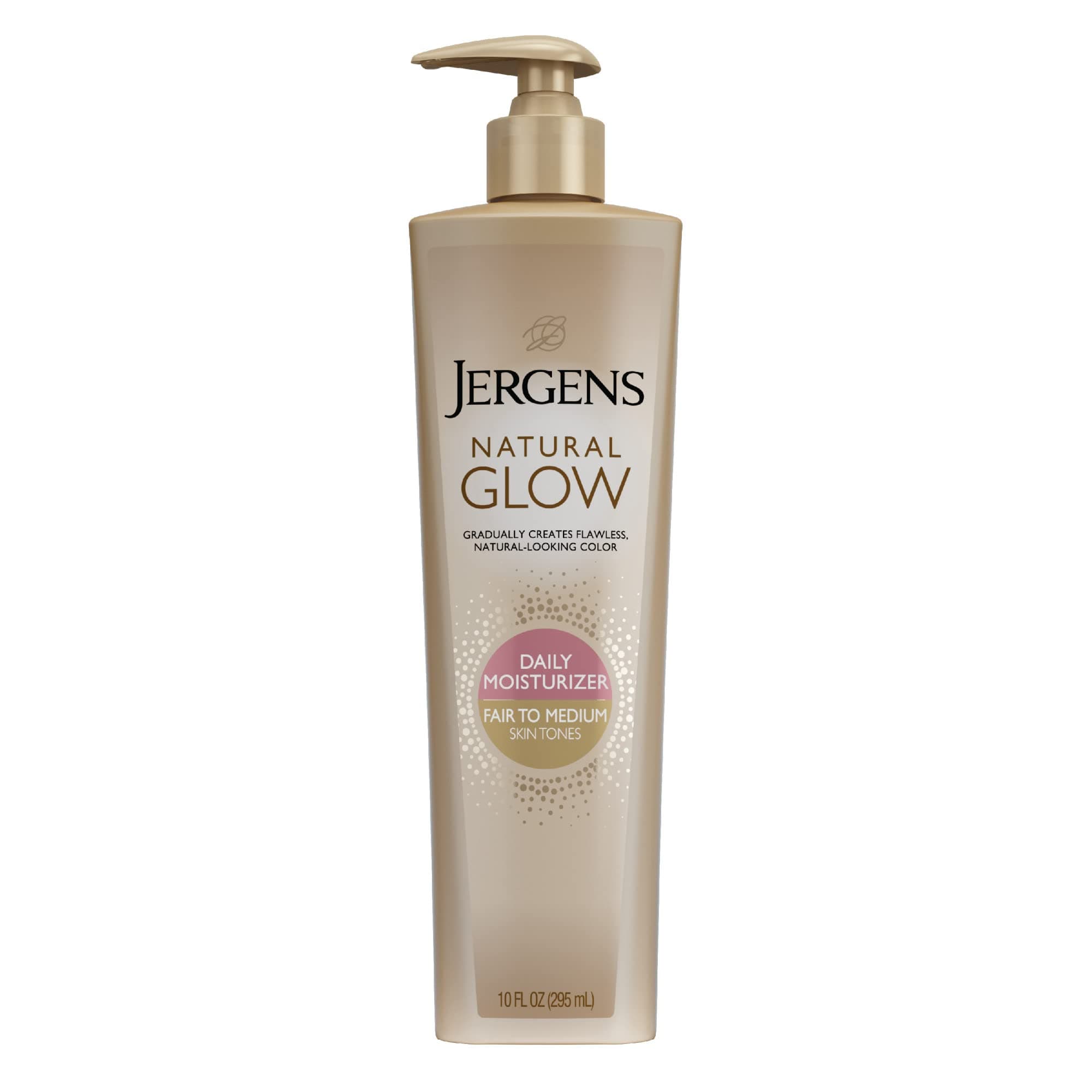 Jergens Natural Glow Daily Moisturizer for Body, Medium Skin Tone Fair, 10 oz Pump 10 oz Medium Fair