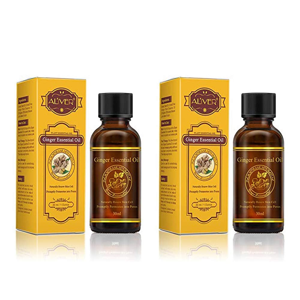 Aliver Lymphatic Drainage Gingerl Oil 100% Pure Natural Ginger Boy Massage Oils Plant Massage Oil (2 Pack) (2 Pack)