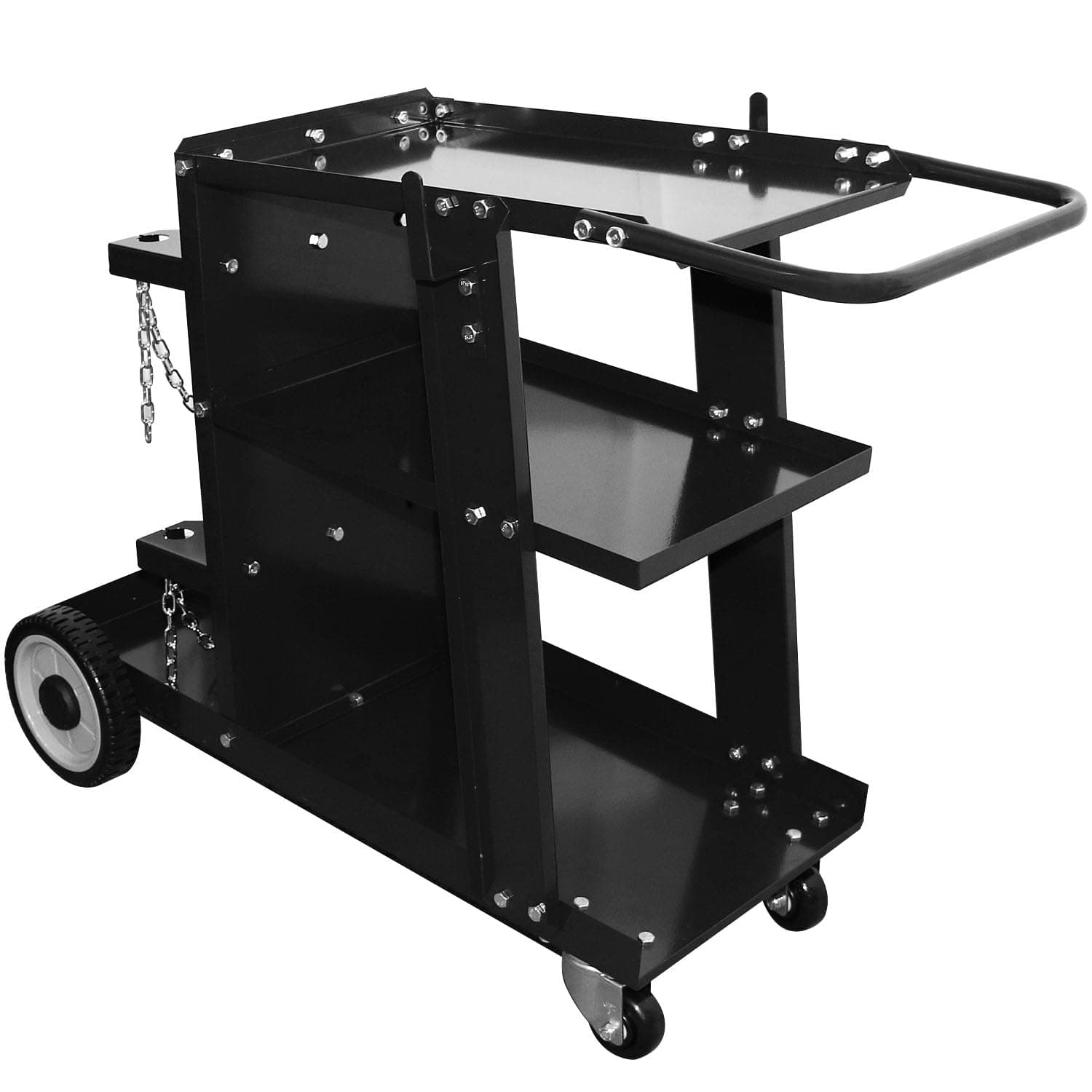 Weldpro 3-Tier Heavy Duty Welding Cart, Welder Cart for MIG/TIG Welder & Plasma Cutter, 400Lbs Capacity Rolling Welding Trolley with 360°Swivel Wheels & Safety Chains