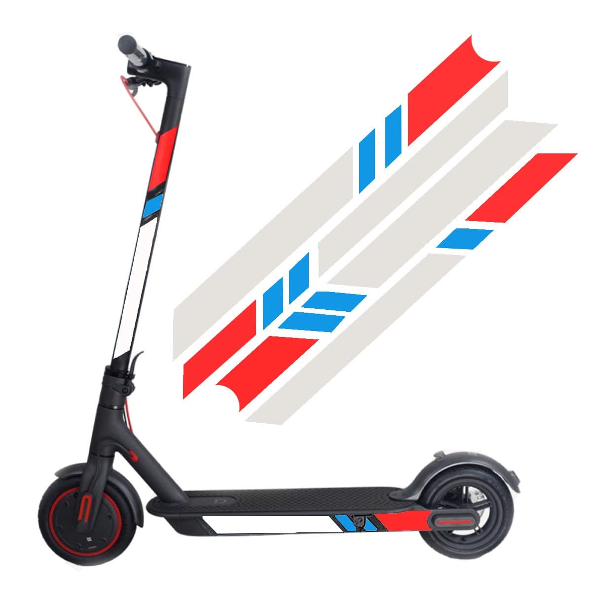 Reflective Stickers for Electric Scooter XIAOMI M365 Ninebot ES1 ES2 ES3 ES4, Waterproof Night Reflective Film Sticker Decal Pedal Scooter Accessories (Red-Blue-Silver)