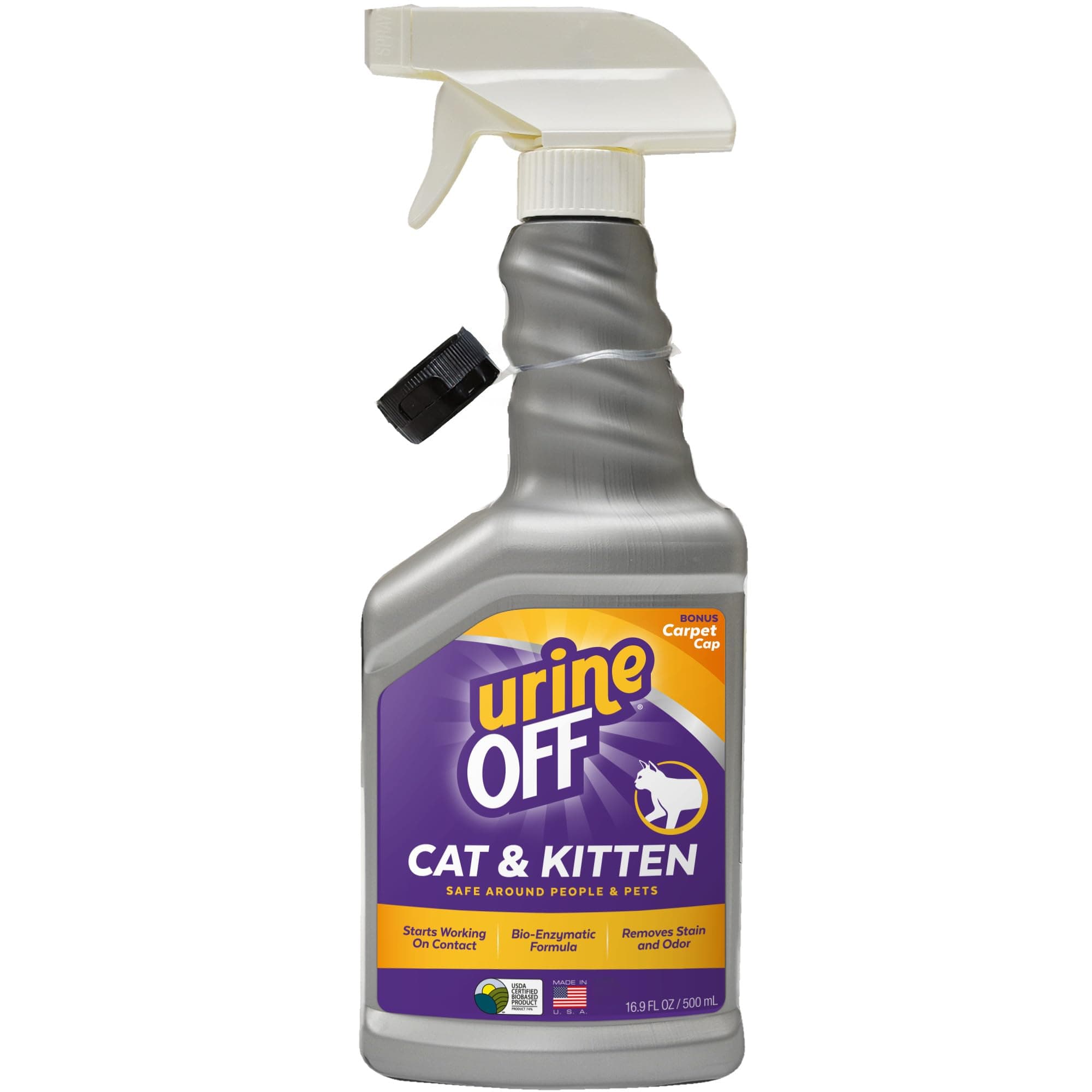 urineOFF Kitten & Cat Odor & Stain Remover | Fresh Scent Carpet Cleaner Spray | Bio Enzymatic Stain & Urine Odor Eliminator | Pet Safe Cleaner | 16.9 oz.