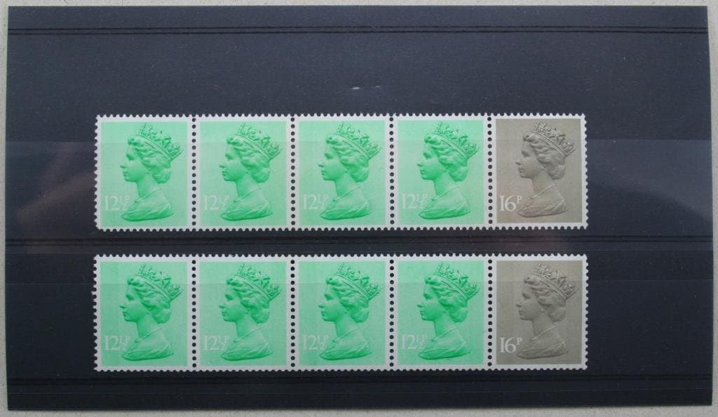 Stamp stock cards. Black. 2 strips. Pack of 100. 147 x 89mm. (Stamps pictured are for illustration only)