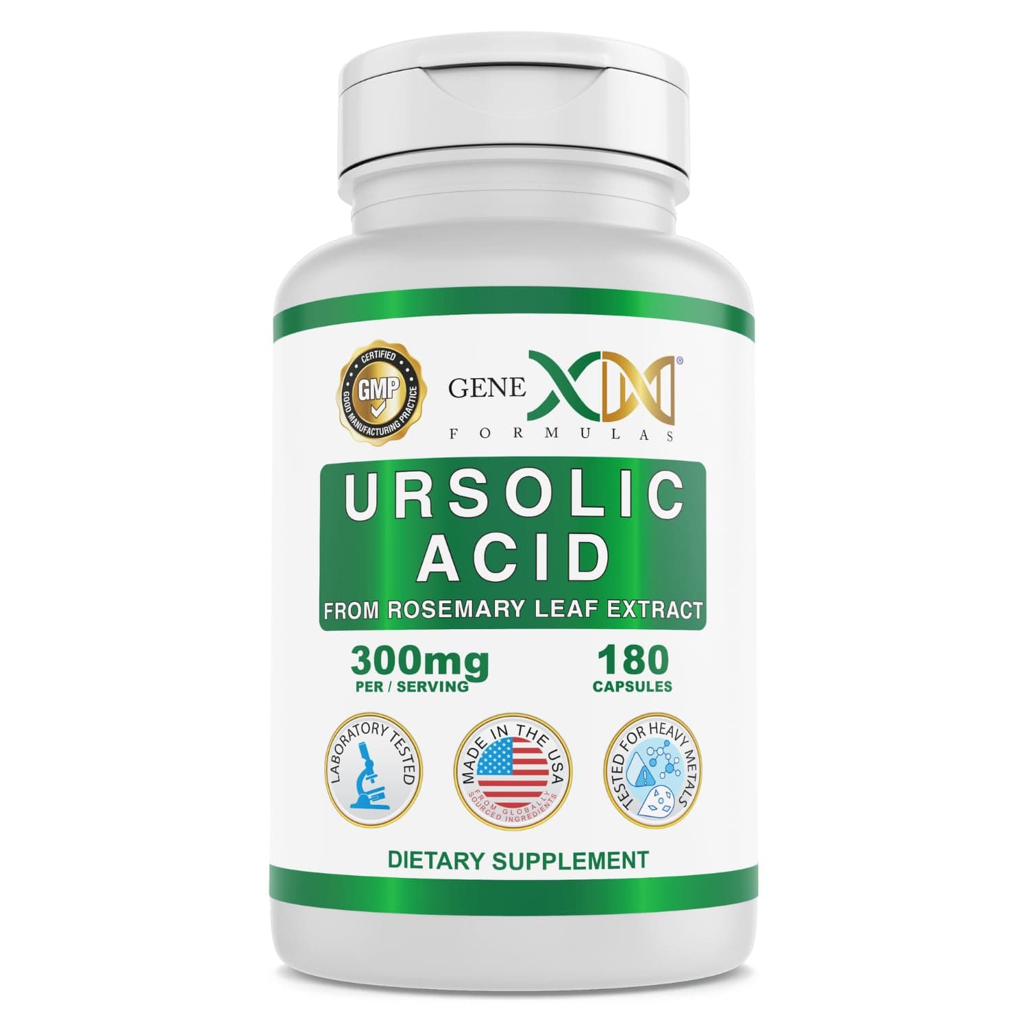 Genex Formulas Ursolic Acid 300mg (180 Capsules) Ursolic Acid Sourced from Rosemary Extract - Non-GMO, Gluten Free, Vegetarian