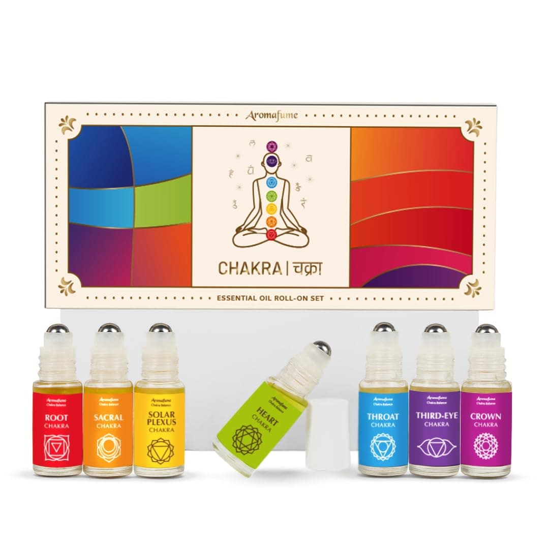 7 Chakra Essential Oil Blend Roll-On Set by | 7 x 6ml | 1 x Sahasrara, Ajna, Vishuddha, Anahata, Manipura, Swadhisthana, Muladhara | Yoga, Meditation, Chakra Alignment & Aromatic Wellness
