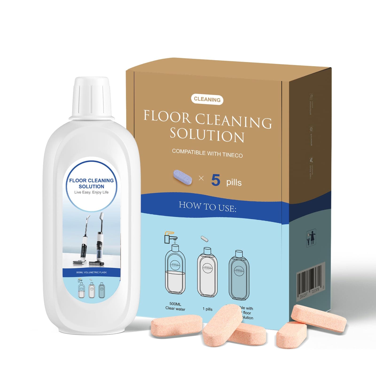 - 5 Bottles Compatible with Tineco Cleaning Solution Pet 500ml Per Bottle Orange Scents Floor Cleaner Compatible with All Robot Vacuums with Mopping and Cordless Wet/Dry Vacuum (Orange Scents)