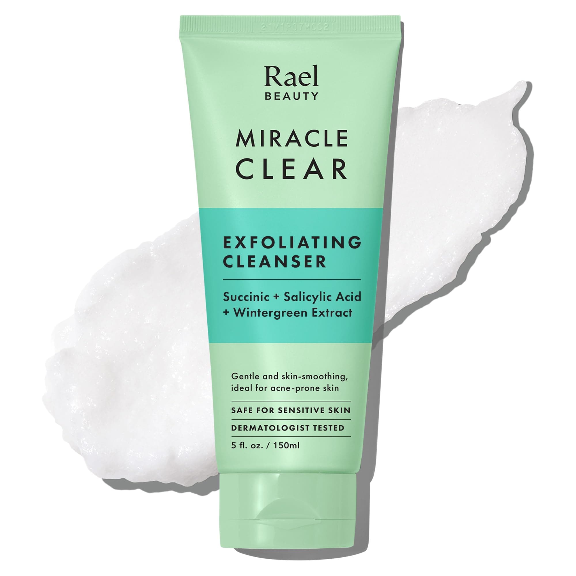 Rael Miracle Clear Facial Cleanser – Makeup Remover, Daily Face Wash, Gentle Deep Pore Cleansing Korean Skin Care for Oily & Combination Skin (Exfoliating Cleanser, 5.1 fl. oz)