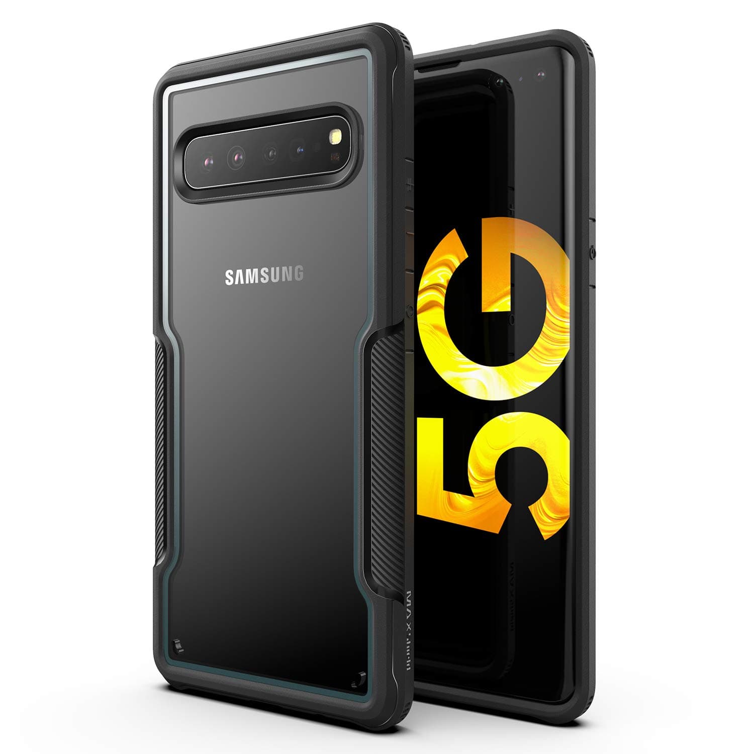 Compatible with Samsung Galaxy S10 & S10 5G Case, Heavy Duty Shockproof Slim Clear Protection Cover [Razor X Series]-Black
