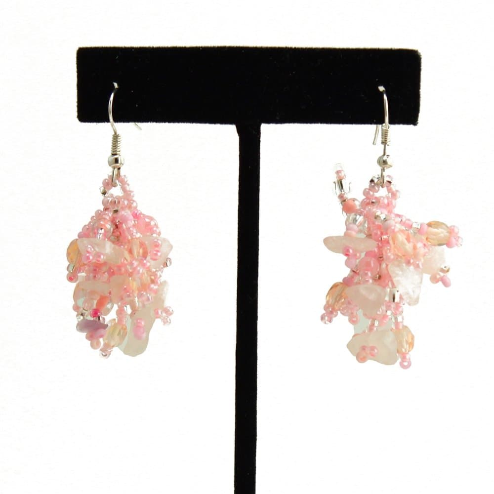 Enchanted Imports Confetti Beaded Drop Earrings, Handmade in Guatemala (Pink)