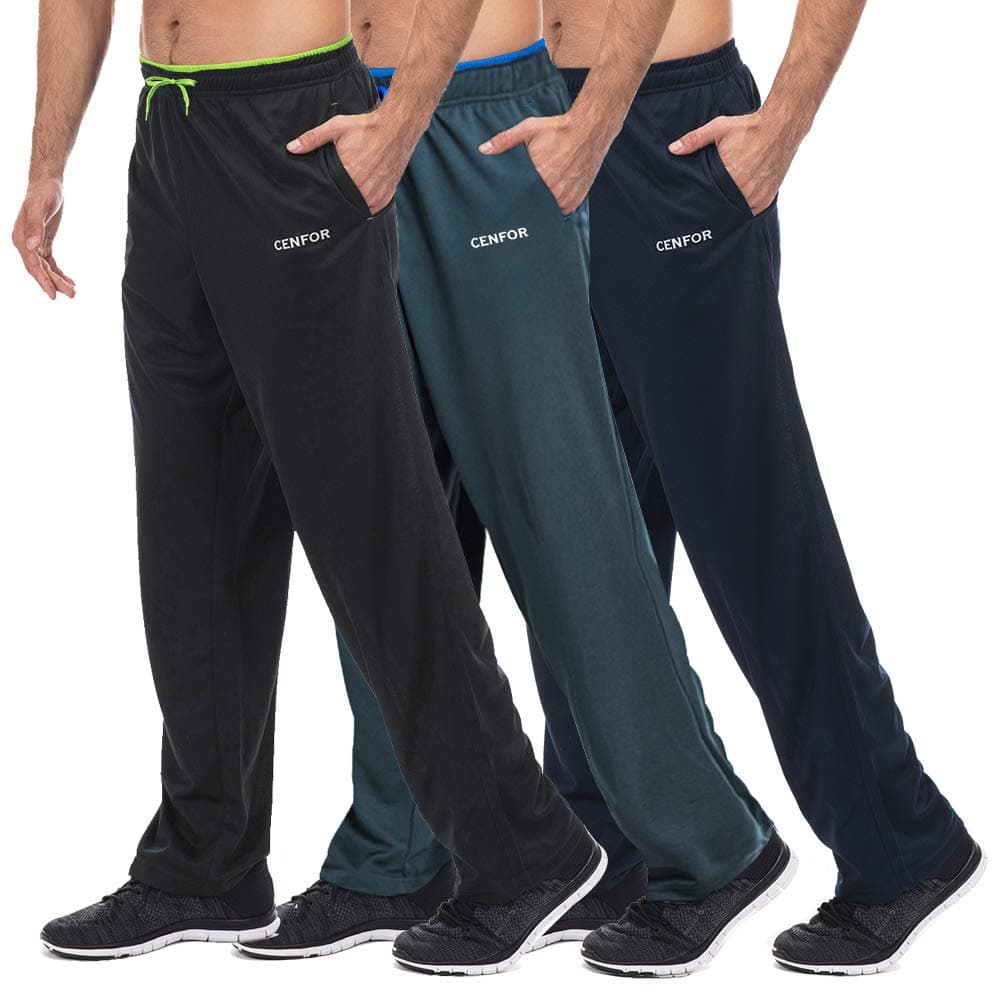 Men's Sweatpants with Pockets Open Bottom Workout Pants, for Athletic, Jogging, Training, Casual