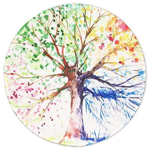 BOSOBO Mouse Pad, Personalized Round Mousepad, Small Mouse Mat with Designs, Customized Mouse Pad for Women Girls Office Dorm Computer Laptop Travel, 7.9 x 7.9 Inch (Tree of Life Colorful)