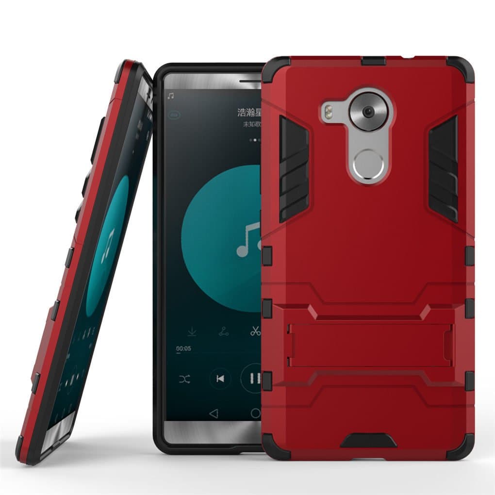 Case for Huawei Mate 8, Hybrid 2 in 1 [PC & Silicone] Dual-Layer Bumper Cover with Kickstand for Huawei Mate 8 Red