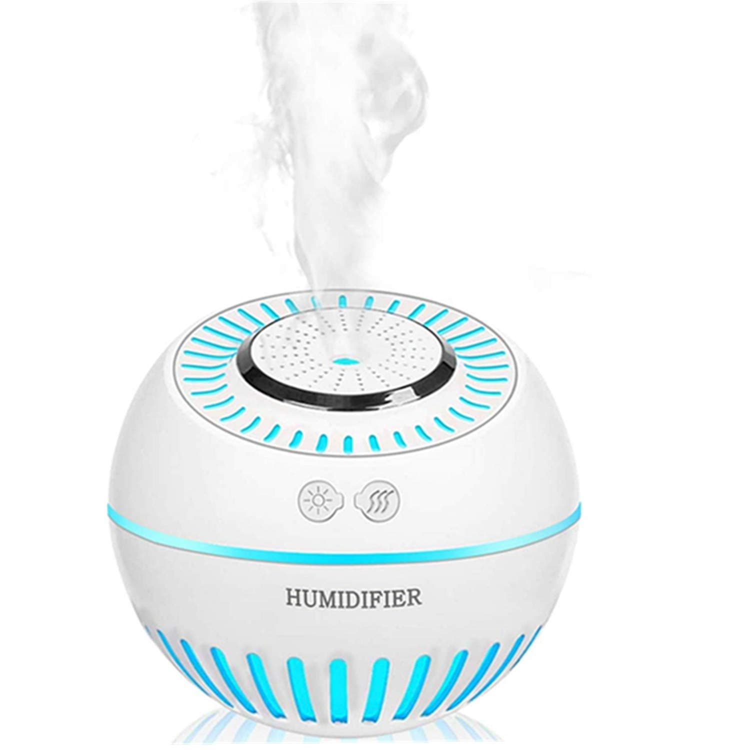 DCMEKA Cool Mist Baby Humidifier, Ultrasonic Aroma Humidifier with 7 Color Lights Aromatherapy Diffusers Auto Waterless Shut-Off for Yoga, Spa, Baby Room, Bedroom, Office, Car, White (380ml 50ml/h)