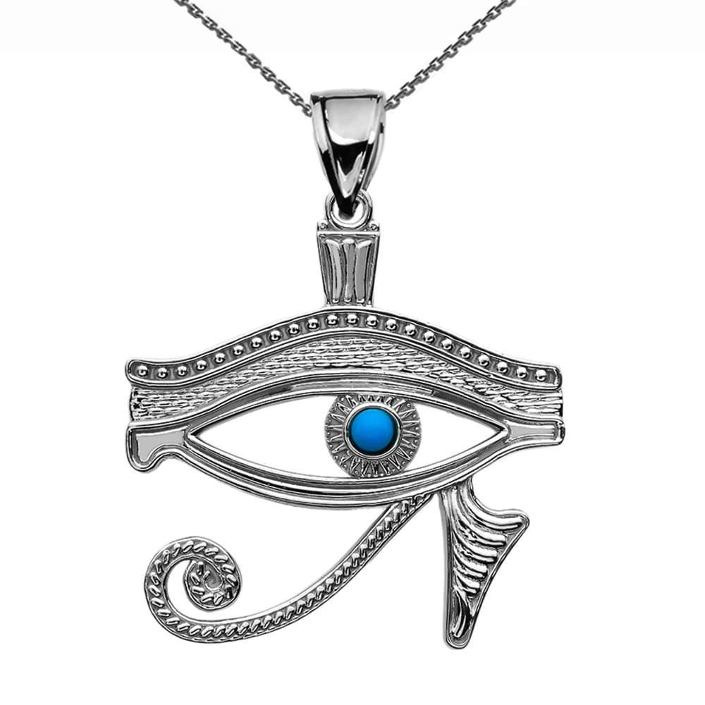 Sterling Silver Egyptian Blue Eye of Horus Pendant Necklace