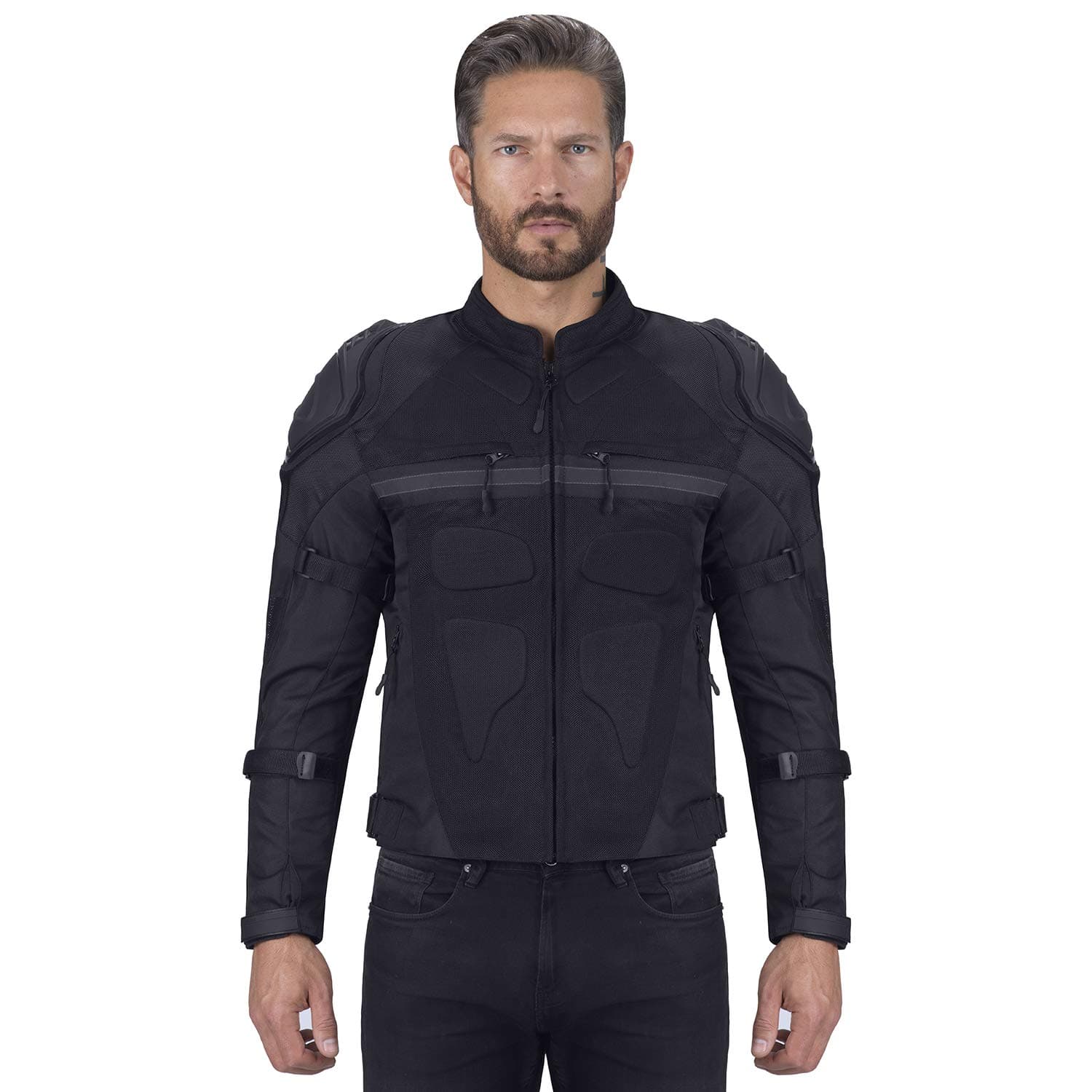 Viking Cycle Stealth Armored Textile Motorcycle Jacket For Men - Extra Protection,Waterproof and Breathable Mesh (Black, XX-Large)