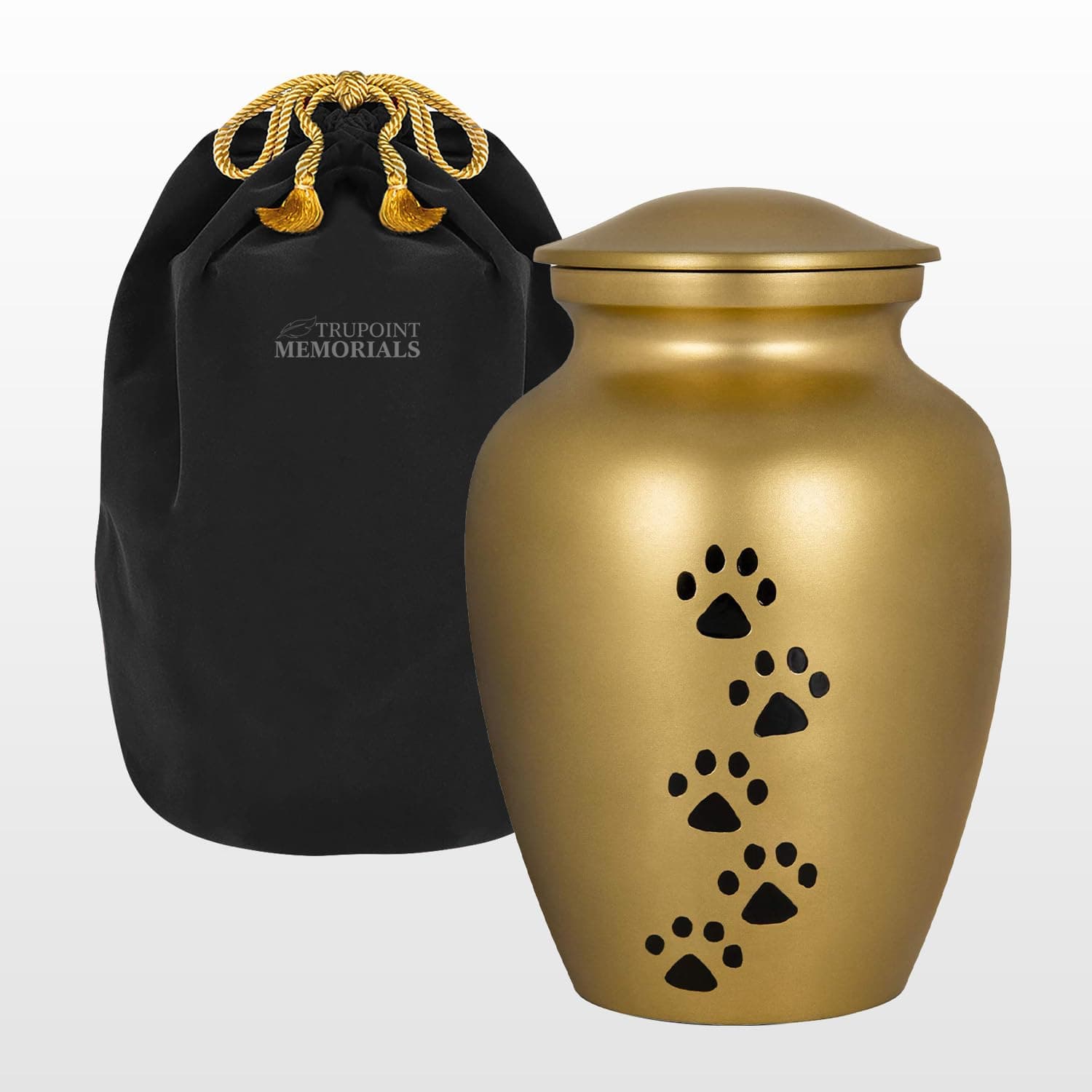 Trupoint Memorials Large Pet Urn for Dogs and Cats Ashes, Paws Print Gold Cremation Urns for Pets up to 122 lbs