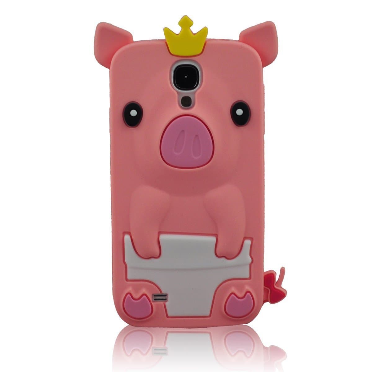 W-RainBow Lovely Cartoon 3D Crown Pig Soft Silicone Case for Samsung Galaxy S4 SIIII I9500(Light Red)