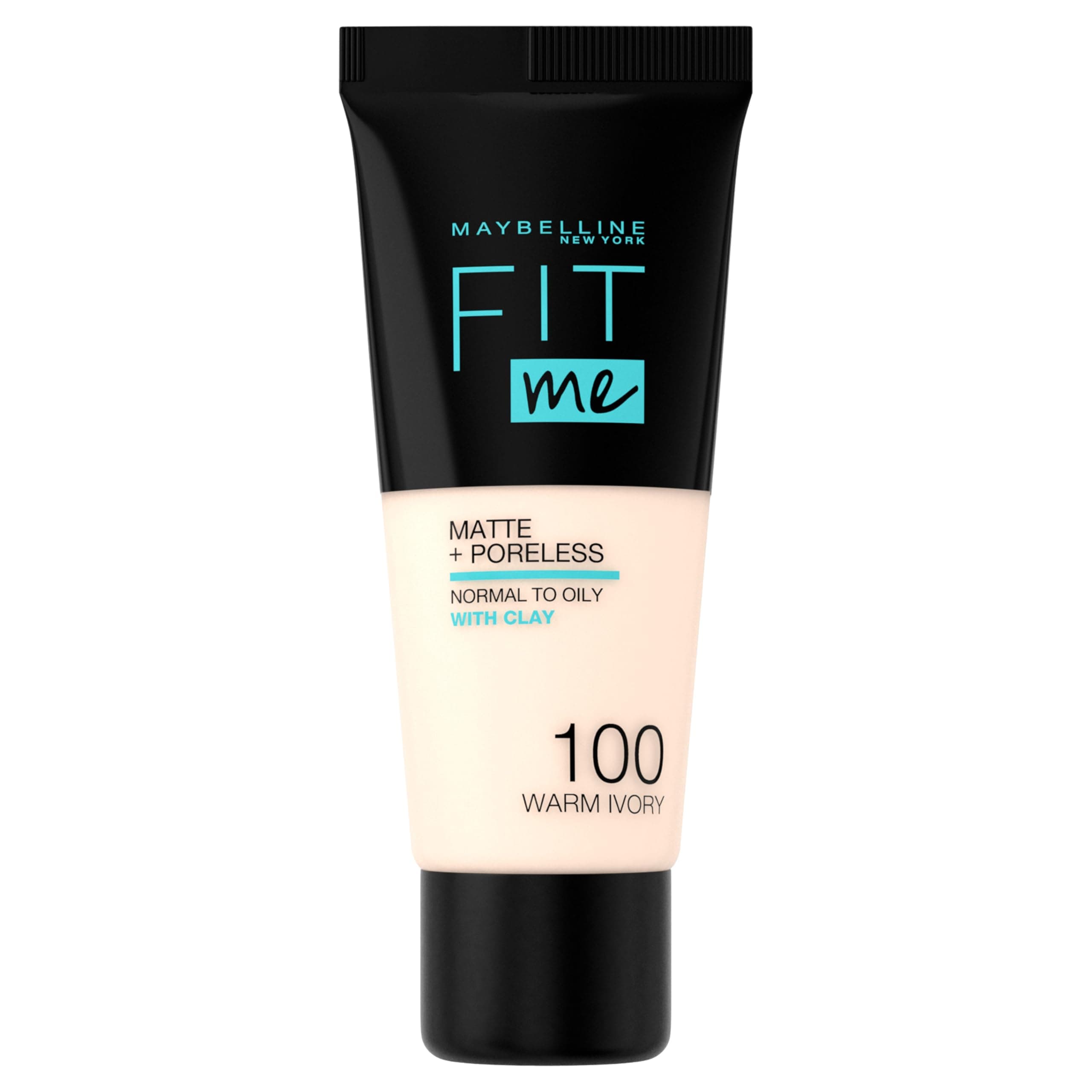 (100 Warm Ivory) - Maybelline Fit Me Matte & Poreless Foundation 100 Warm Ivory 30ml