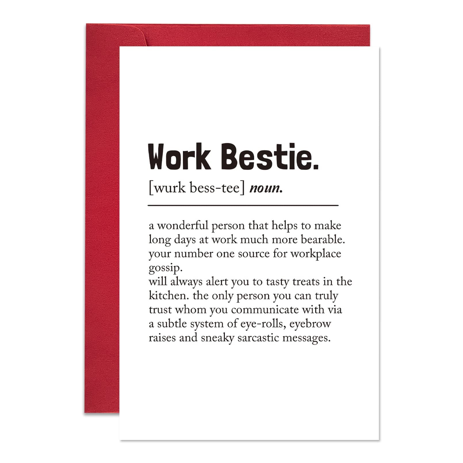 Ogeby Work Bestie Definition Card, Funny Birthday Card for Coworker Her, Humor Leaving Cards for Work Friend