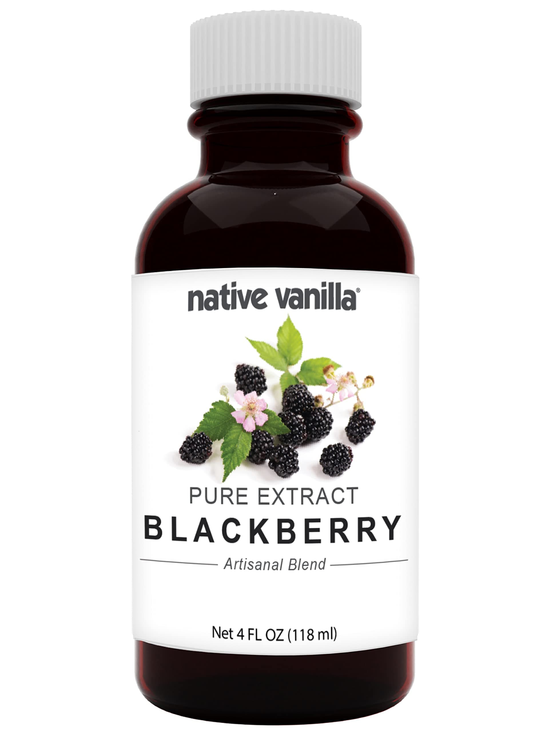 Native Vanilla - Pure Blackberry Extract - 4 Fl Oz - Pure Flavors and Extracts - Perfect for Cooking, Baking, and Dessert Crafting