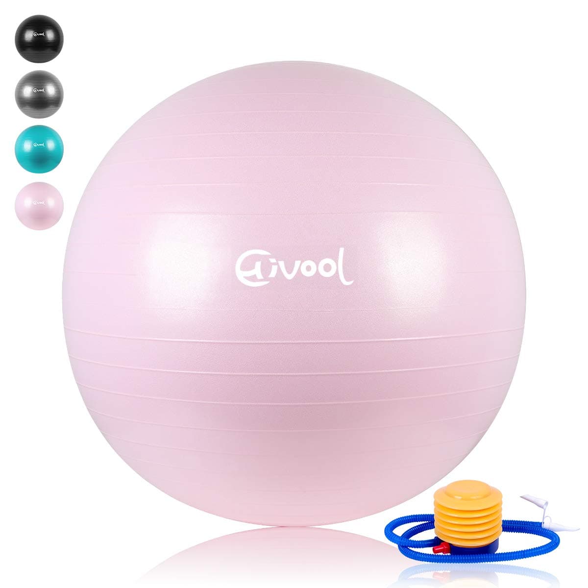 Hivool Exercise Ball(55cm/65cm/75cm/85cm) Thickened Anti-Burst&Anti-slip Gym Ball with Quick Pump,Yoga,Swiss,Birthing,Pregnancy,Therapy Ball Supports 2200lbs(Black/Gray/Blue/Pink)¡­