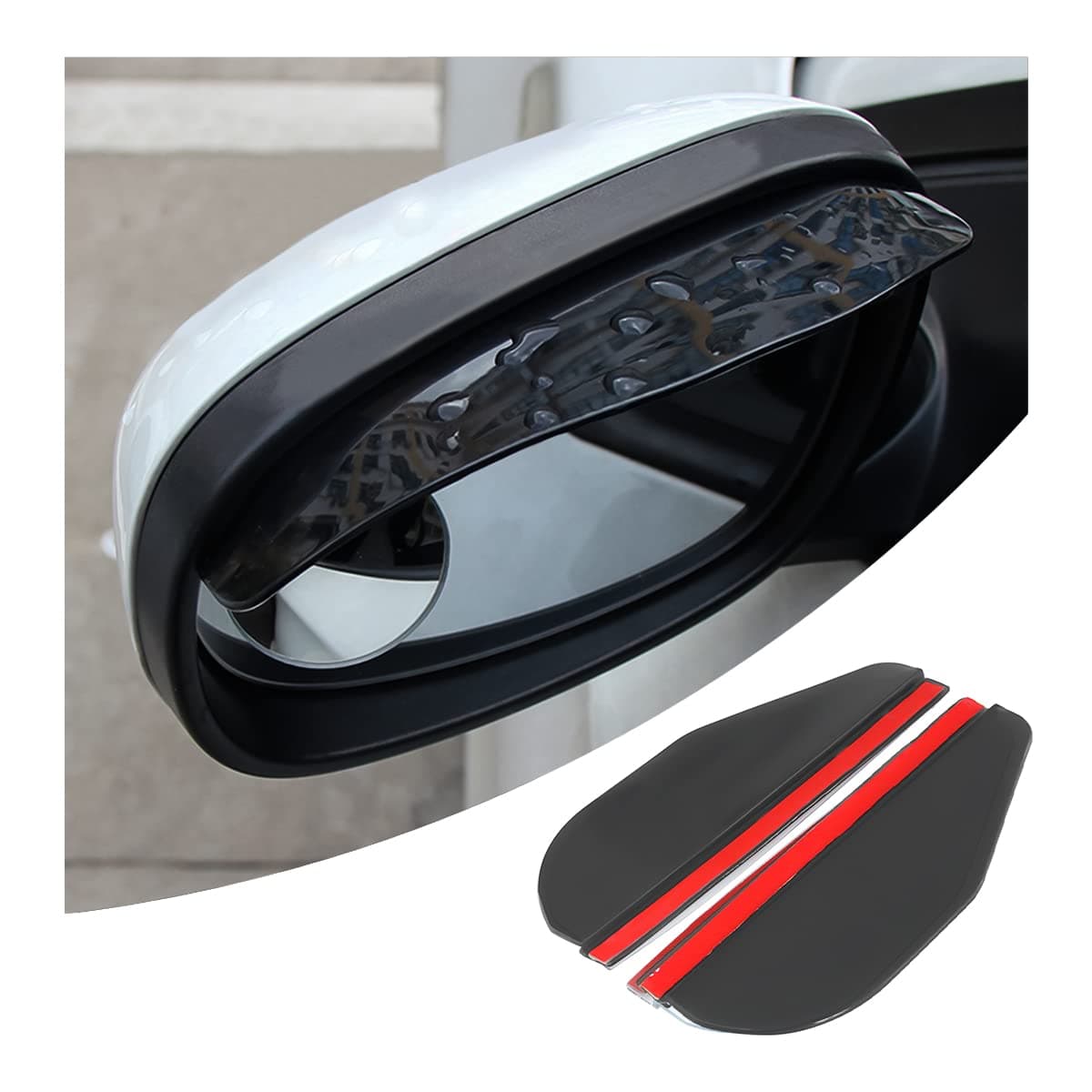 2PCS Car Rear View Mirror Rain Visor Guard, Carbon Fiber Auto Side Mirror Rain Eyebrows, Rainproof Waterproof PVC Rearview Mirror Rain Visor Smoke Cover, Universal for Cars, Truck, SUV (Black)