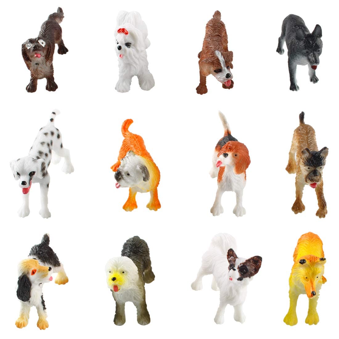 Larcele12 Kinds Simulated Mini Plastic Animal Model Dog Toy Figures for Kids FZG-01 (Dog)