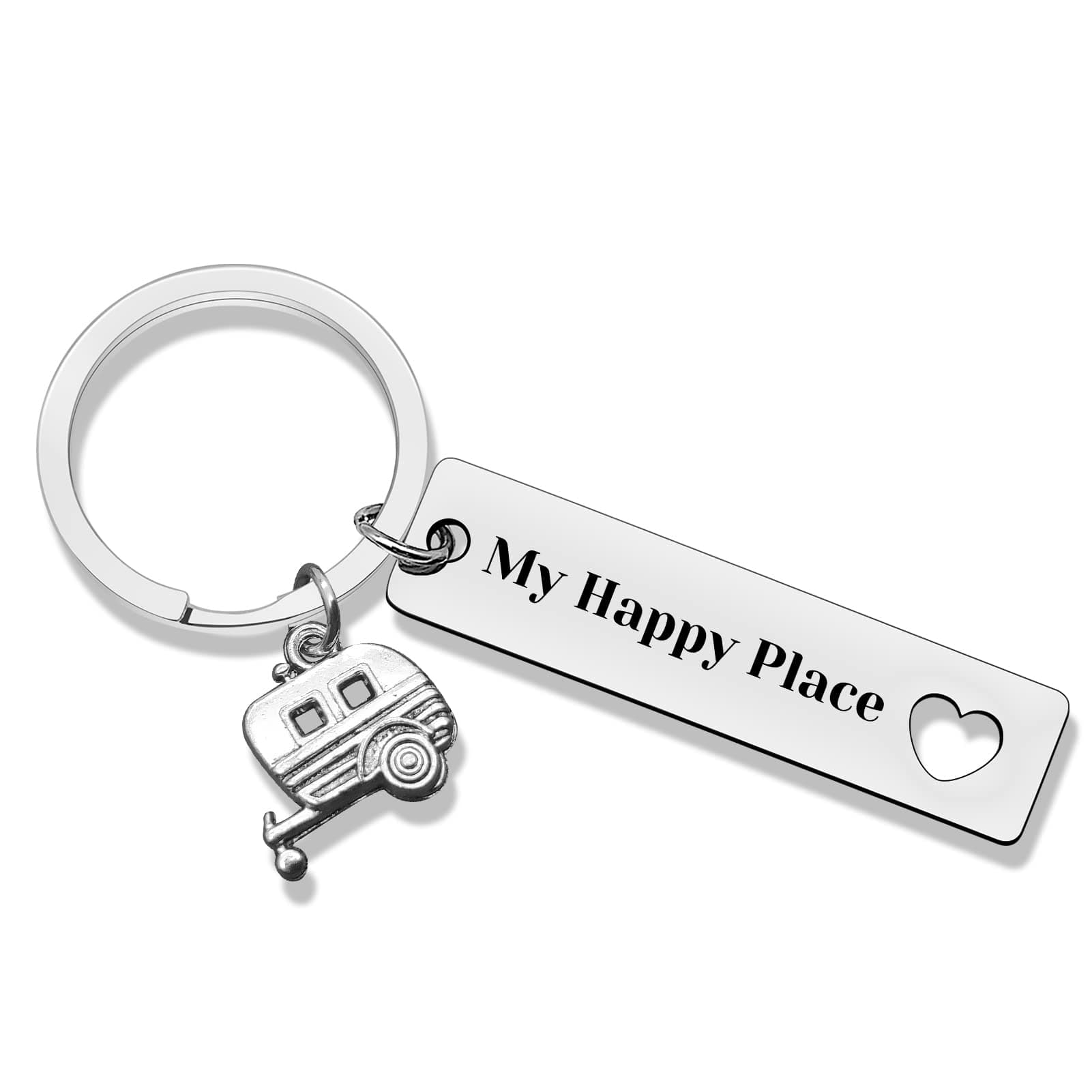 Jielahua Happy Camper Gifts for Women Men Camper Keyring Gifts for Friends Sister