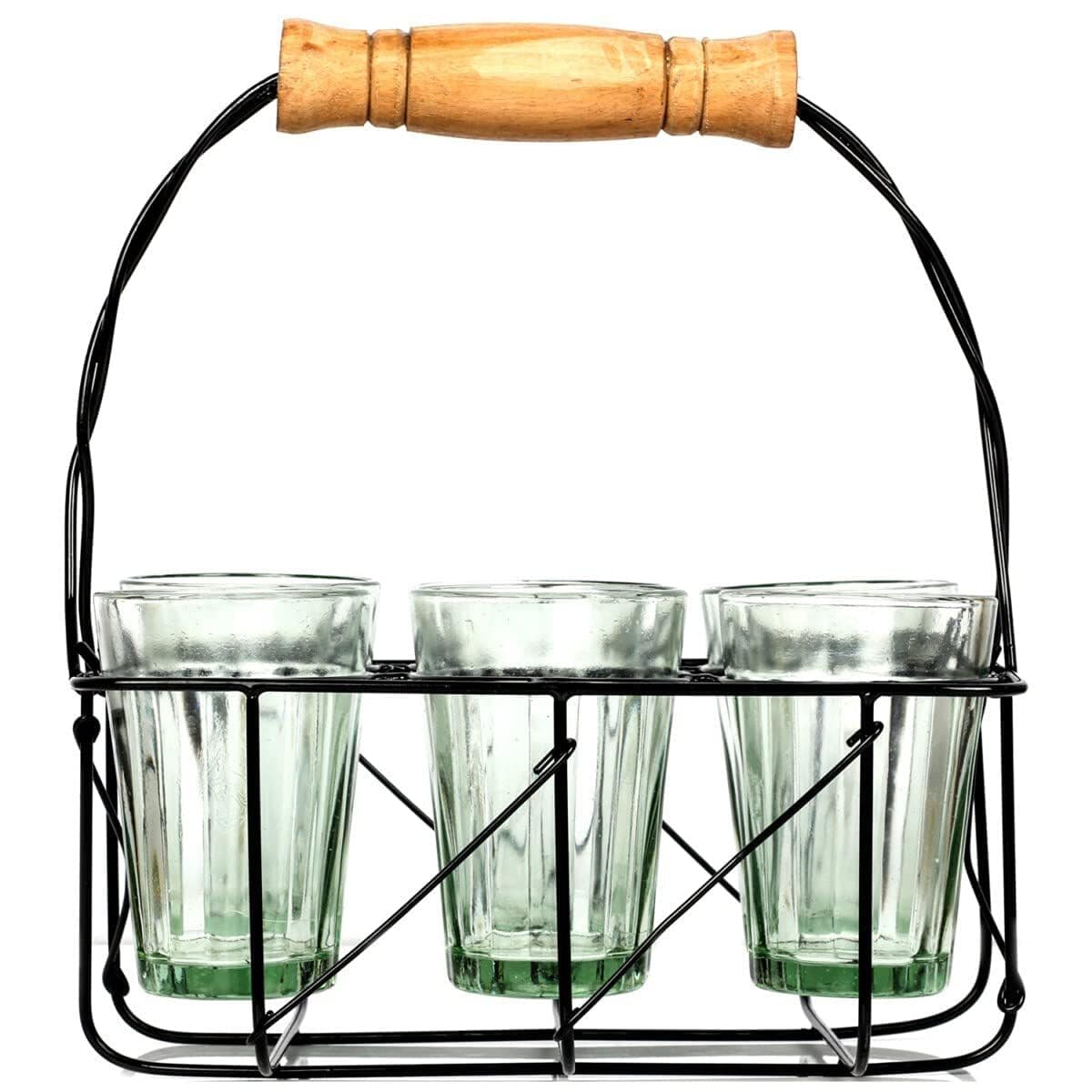 Cutting Chai Glasses with Stand, [Set of 6 Transparent Glasses with Stand]
