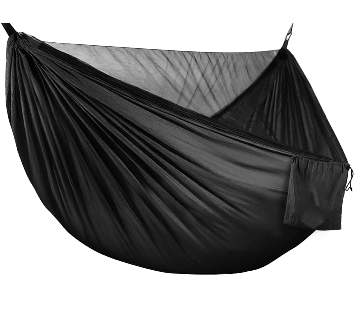 JAFFIUST Camping Hammock - Lightweight Double Hammock, Hold Up to 772lbs, Portable Hammocks for Indoor, Outdoor, Hiking, Camping, Backpacking, Travel, Backyard, Beach(Black)