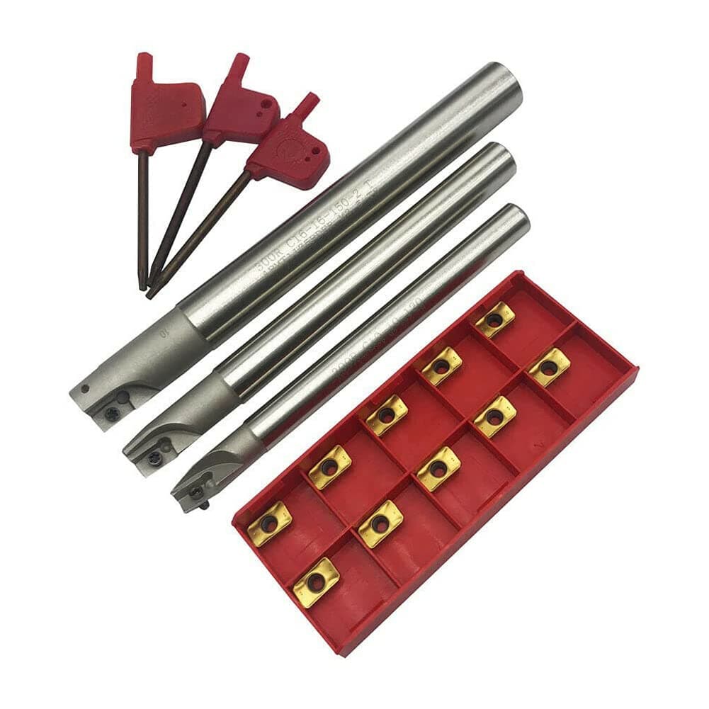 BAP 300R C10-10+C12-12+C16-16 CNC Indexable End Mill Holder Tool+10Pcs APMT1135 CNC Carbide Insert Cutter Indexable Lathe Milling Inserts Turning Tools