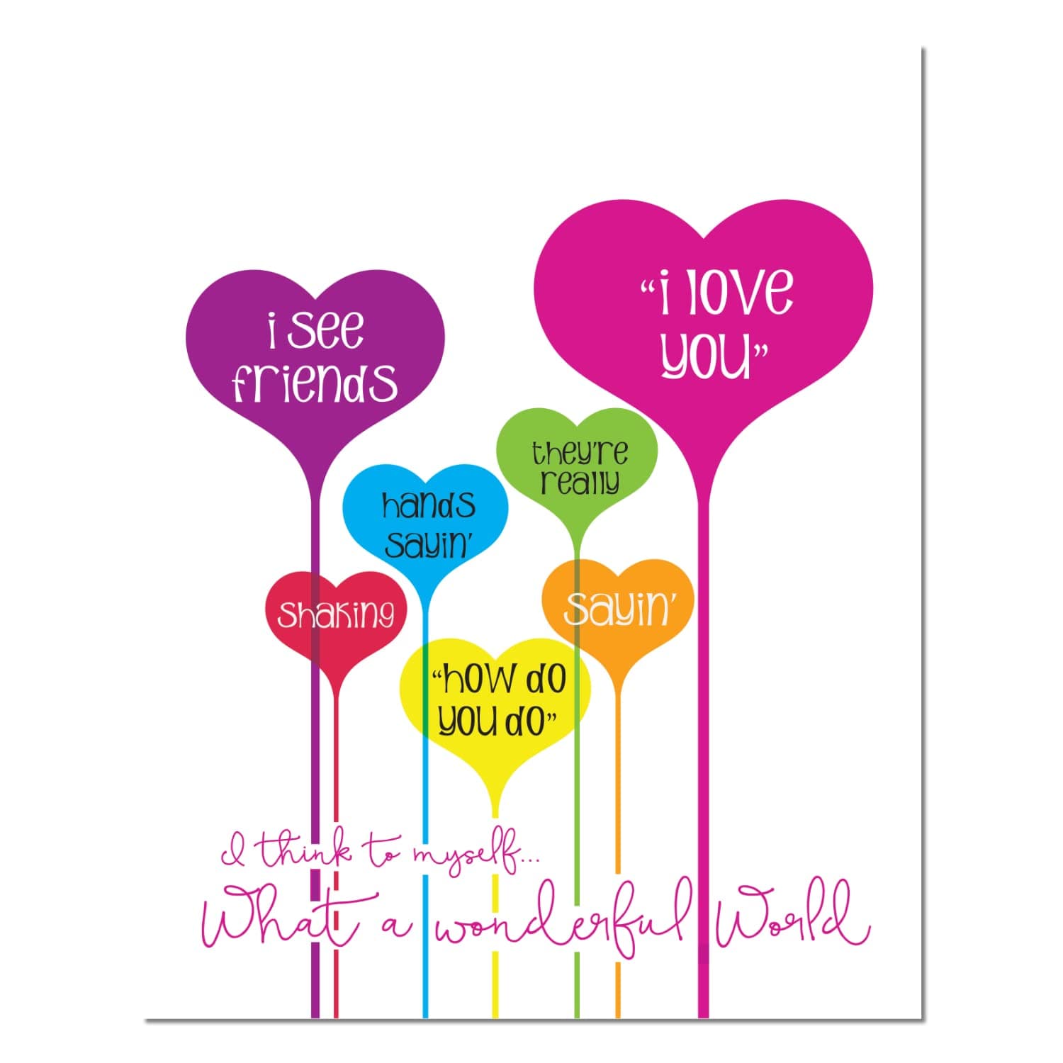 Wonderful World, Inspired Song Lyric Wall Art Print, Pop Music Quote Wall Decor Illustration