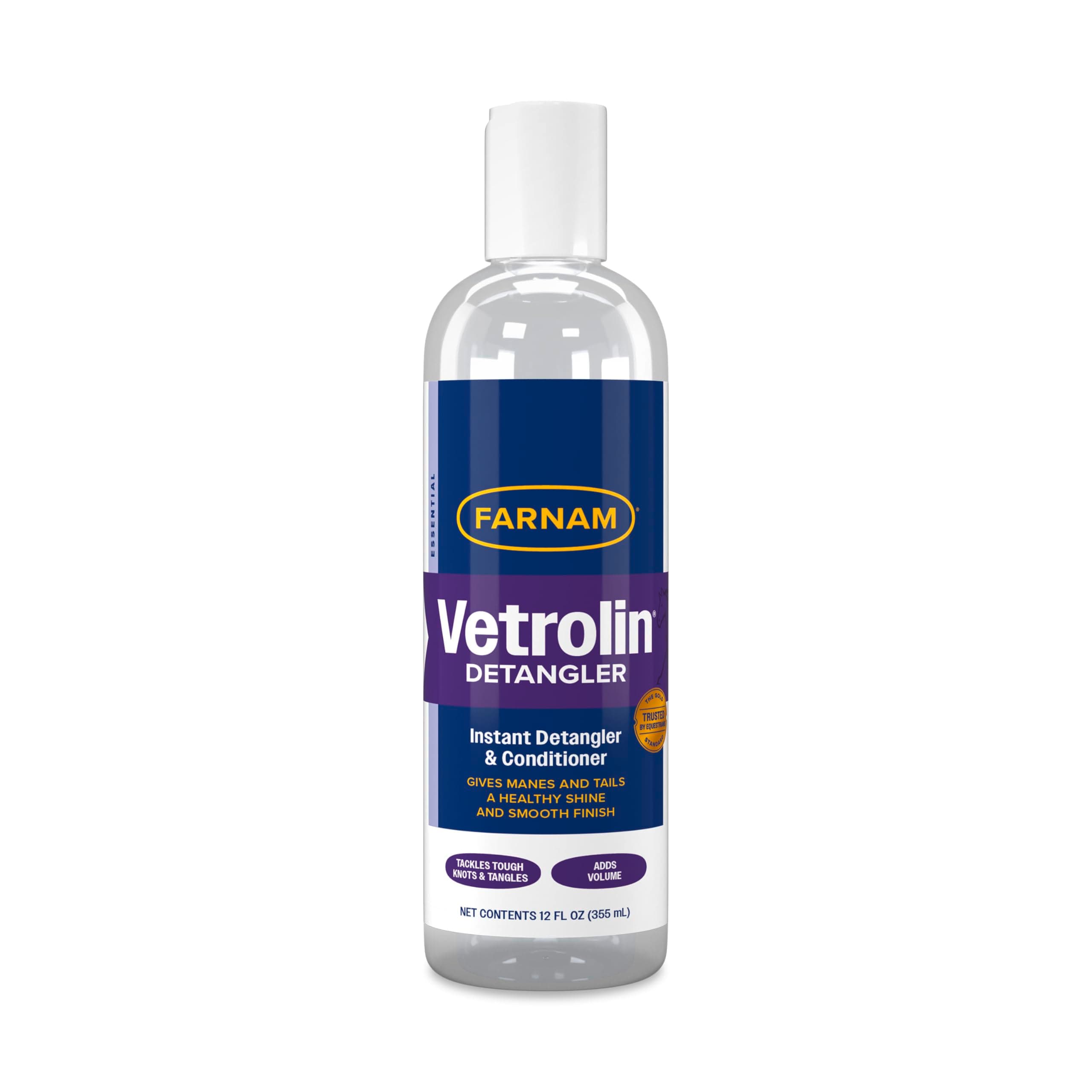 Farnam Vetrolin Concentrated Instant Horse Detangler and Conditioner for Mane and Tail, Use on Horses or Dogs, Removes Tangles and Adds Volume, 12 Oz.
