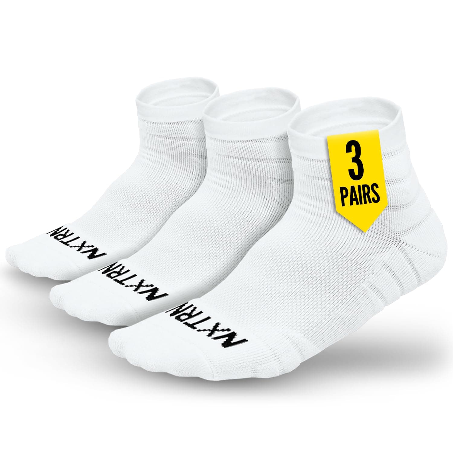 NXTRND 3 Pairs Compression Running Socks for Men, Cushion Athletic Ankle Socks, Basketball, Football, Hiking