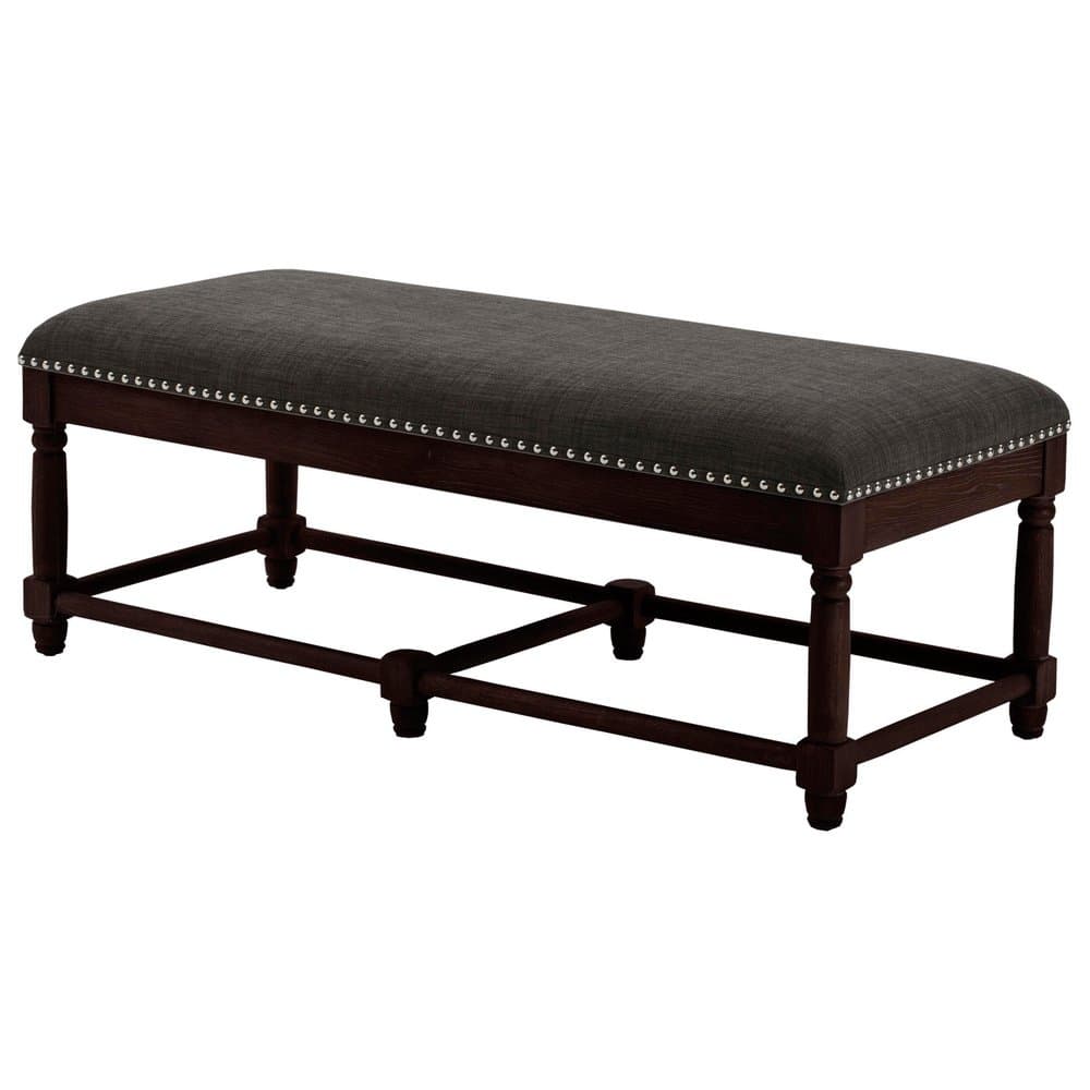 Renate Upholstered Charcoal Dining Room Bench Coffee Finish