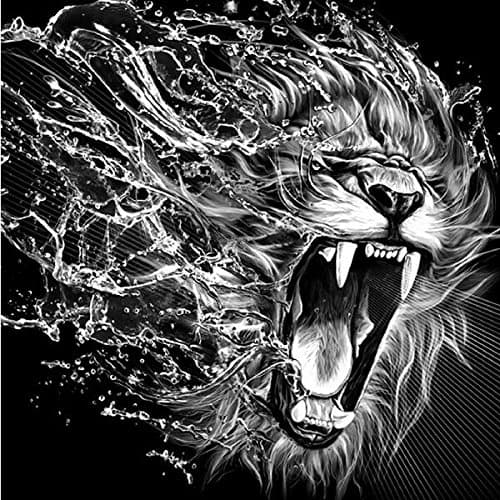 ZHENC 5D Monochrome Abstract Lion DIY Square Diamond Painting Animals Embroidery Full Drill Craft Decor Cross Stitch Kits