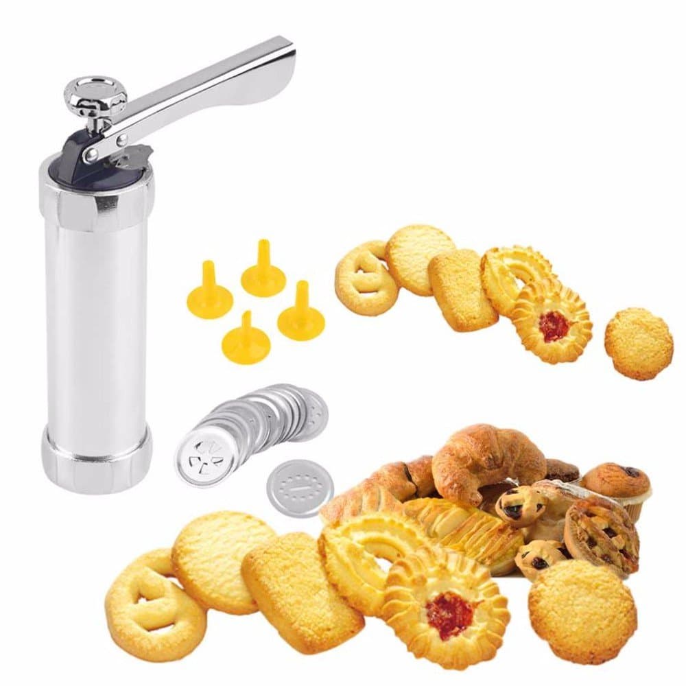 Gosedy Multi Pattern cookie extruder Press Machine Biscuit Maker Cake Making Decorating Gun Kitchen Tools (Stainless Steel)
