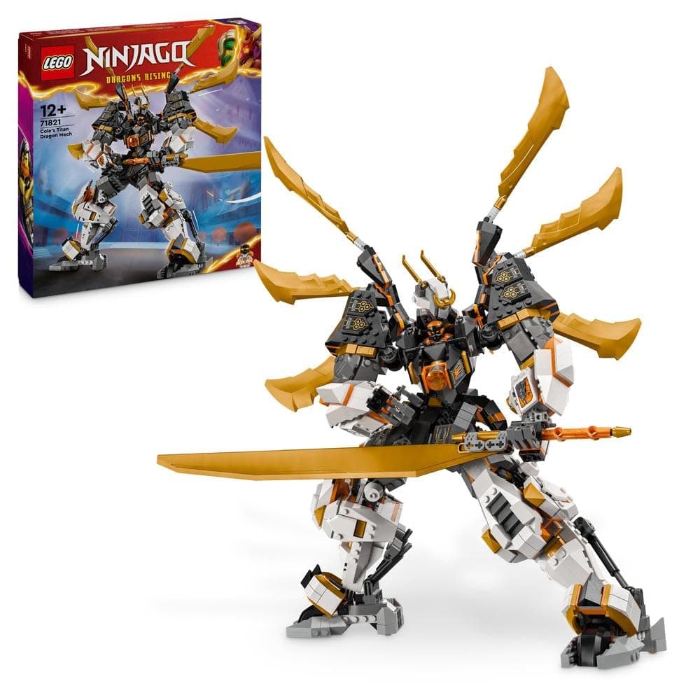 NINJAGO Cole’s Titan Dragon Mech Set, Adventure Toy for Boys and Girls, Ninja Playset with 1 Character Minifigure, Dragons Rising Birthday Gift for Kids & Teens Aged 12 and Over 71821