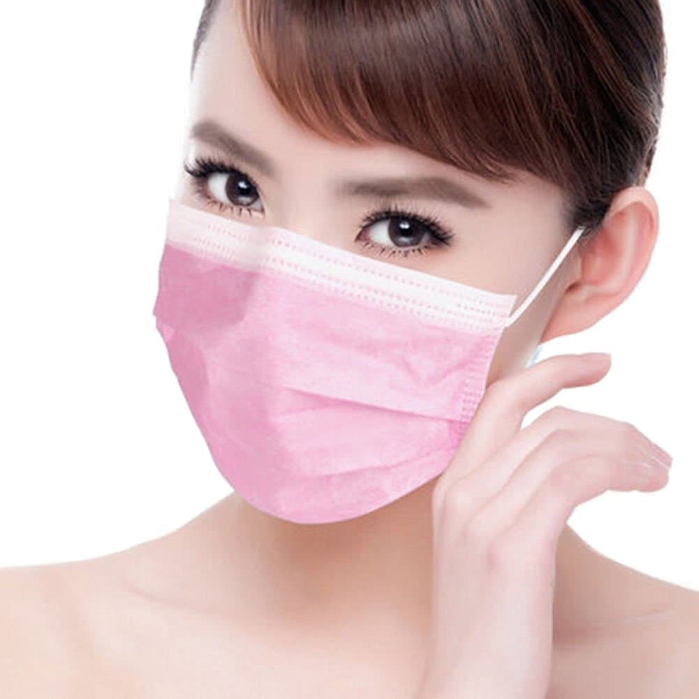 50PCS Disposable Face Mask Earloop Filter Earloop Dust Protective Face Mask (Pink)