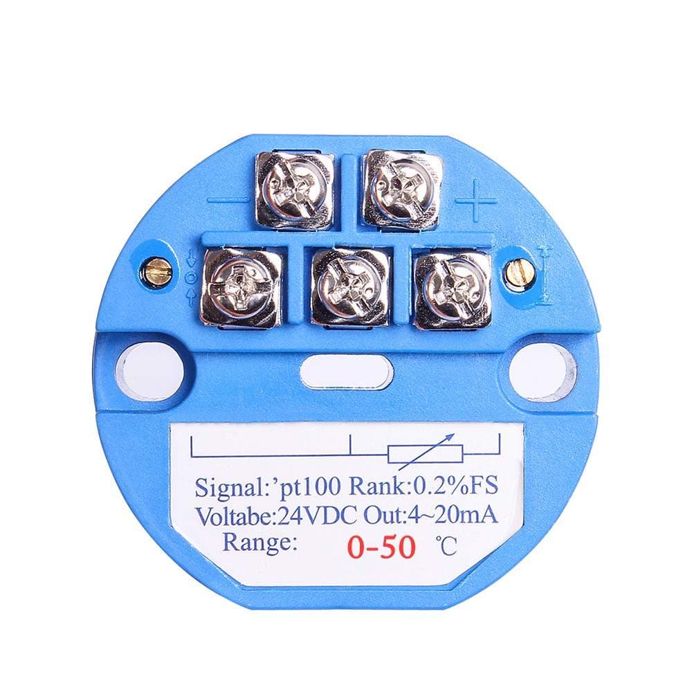 Temperature Sensor Transmitter, 0-50℃ 24V DC 4-20MA RTD PT100 Temperature Sensor SBW for Integrated Thermal Resistance Thermocouple PLC Module