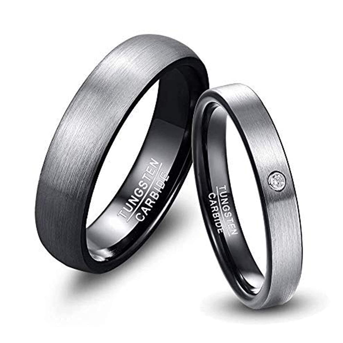 NUNCADMatte Brushed Tungsten Carbide Engagement Ring for Men 4mm Black Size U½