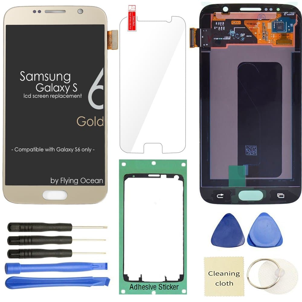 Samsung Galaxy S6 LCD Display Screen Replacement Touch Digitizer Assembly for G920 G920A G920P G920T G920V G920R4 G920F with Repair Tools and Screen Protector (Gold)
