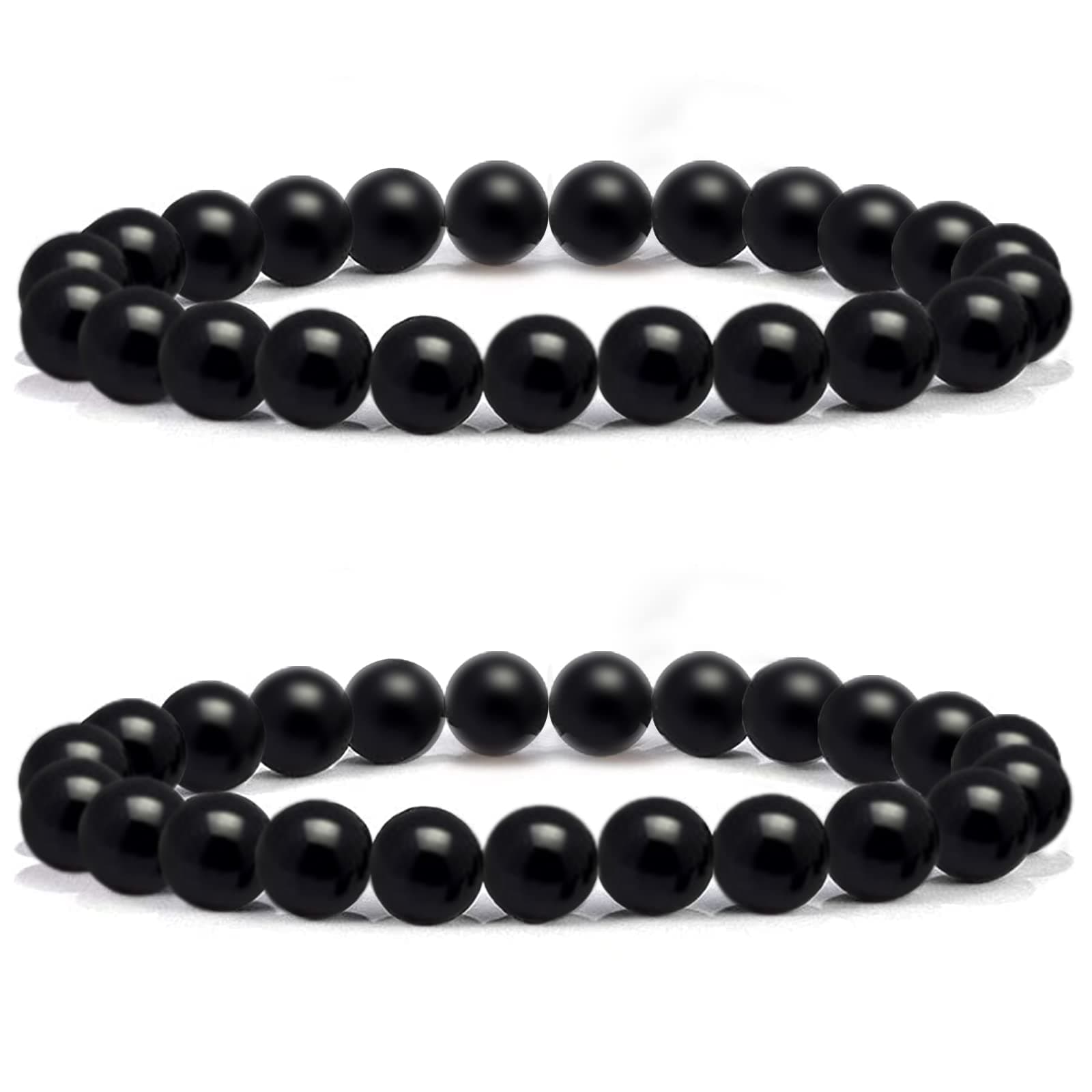 2pcs Shungite Bracelet Shungite Bead Bracelet Stretchy Bracelet Couples Bracelets W/26 Beads