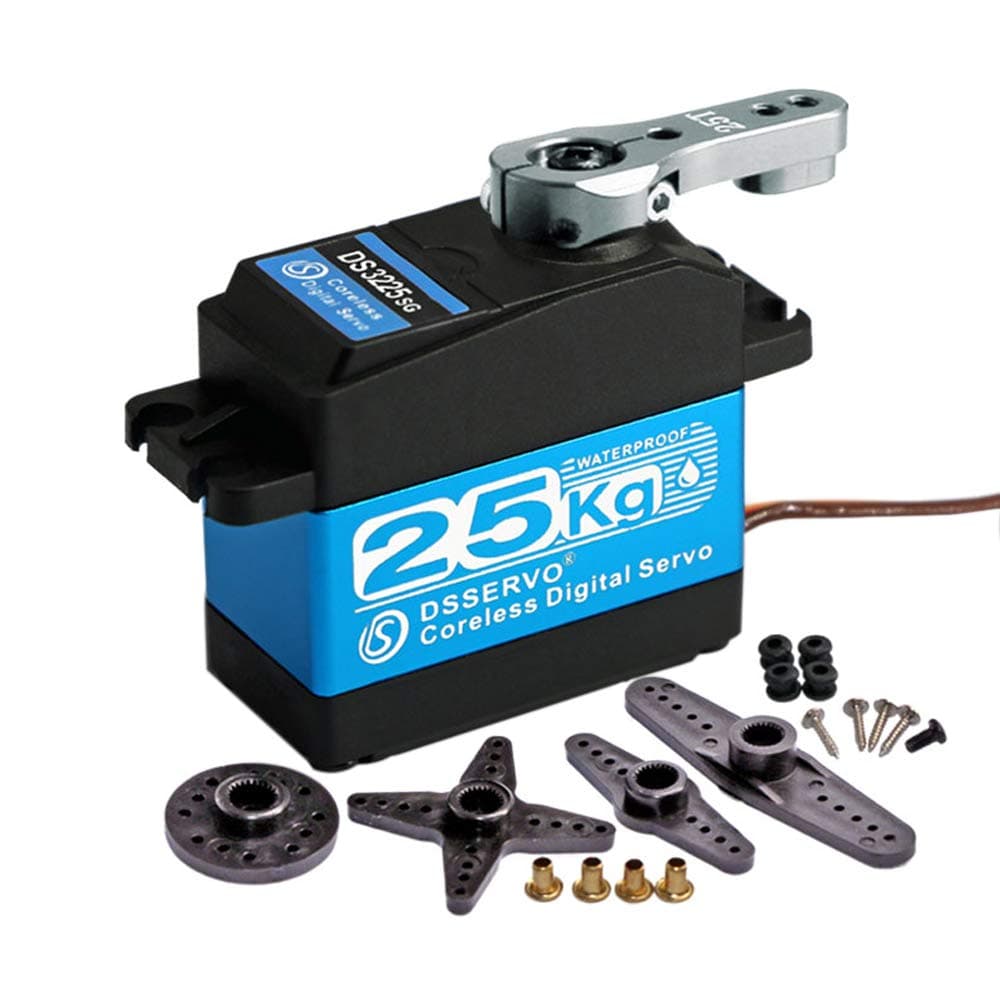 DS3225 25KG Coreless Digital RC Servo, Stainless Steel & Aluminum Metal Gear – High Speed High Efficiency High Torque Waterproof Servo for Baja Cars RC Robot (Coreless Angel 270 Degree)